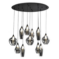 Metal Pendant with Smoke Colour Outer Glass and Frosted Inner Glass