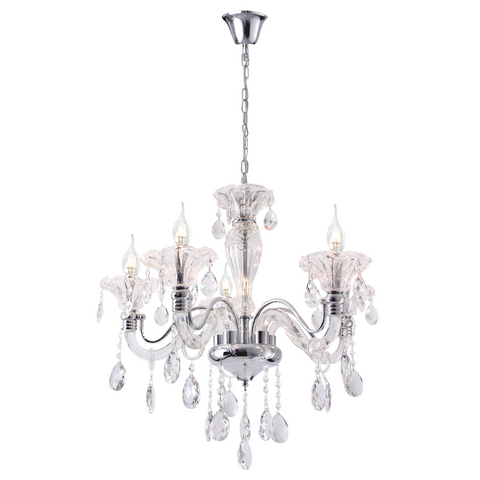 Polished Chrome Chandelier with Crystals