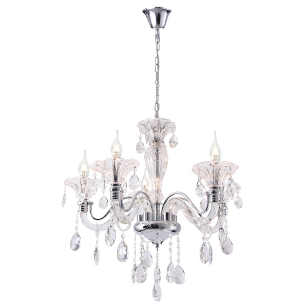 Polished Chrome Chandelier with Crystals
