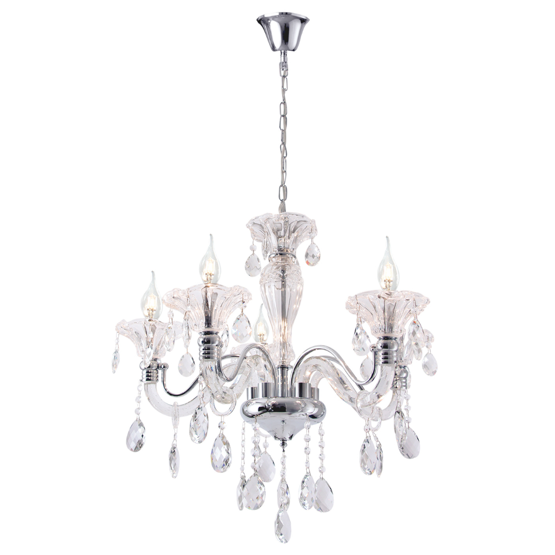 Polished Chrome Chandelier with Crystals