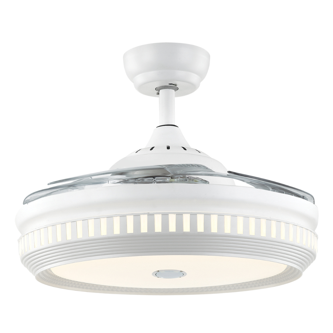 Metal Ceiling Fan with 4 Retractable ABS Blades and Blue Tooth Speaker