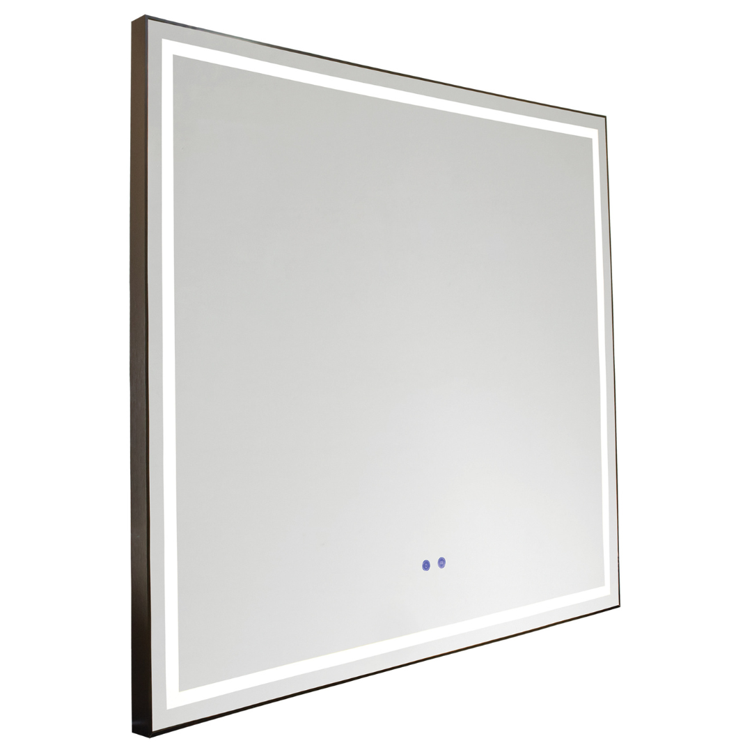 Mirror with a Black Aluminium Frame, Anti-Fog and On / Off Switch