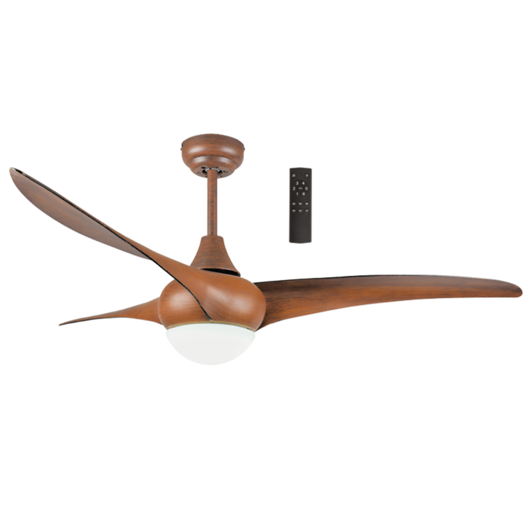 Copper Coil DC Ceiling Fan with Remote Control - Wood