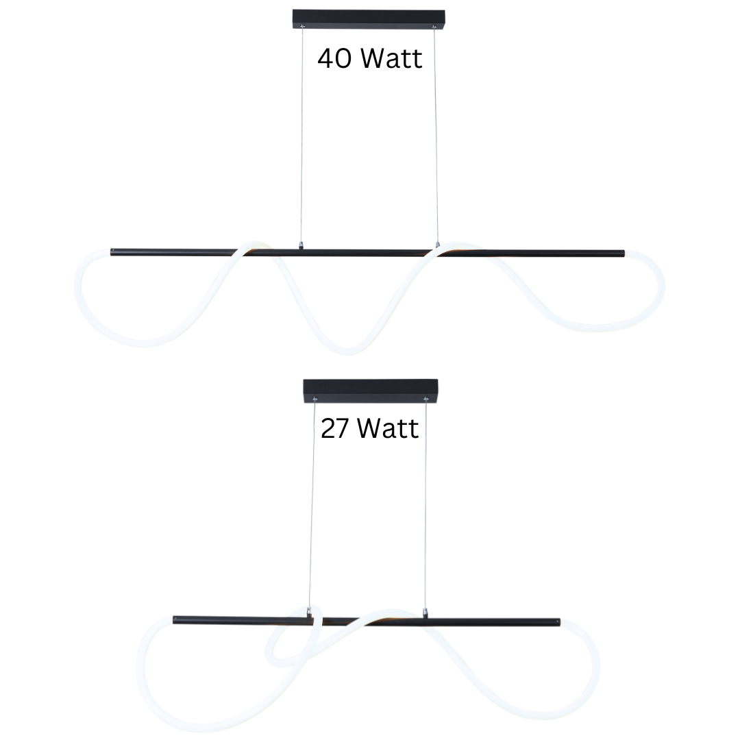 Matt Black Metal and Flexible LED Silicone Tubing Pendant with Remote Control