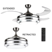 Thumbnail for Metal Ceiling Fan with 4 Retractable ABS Blades and Blue Tooth Speaker
