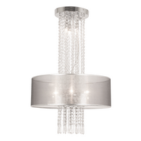 Thumbnail for Polished Chrome Chandelier with K9 Crystals and Transparent Grey Outer Shade