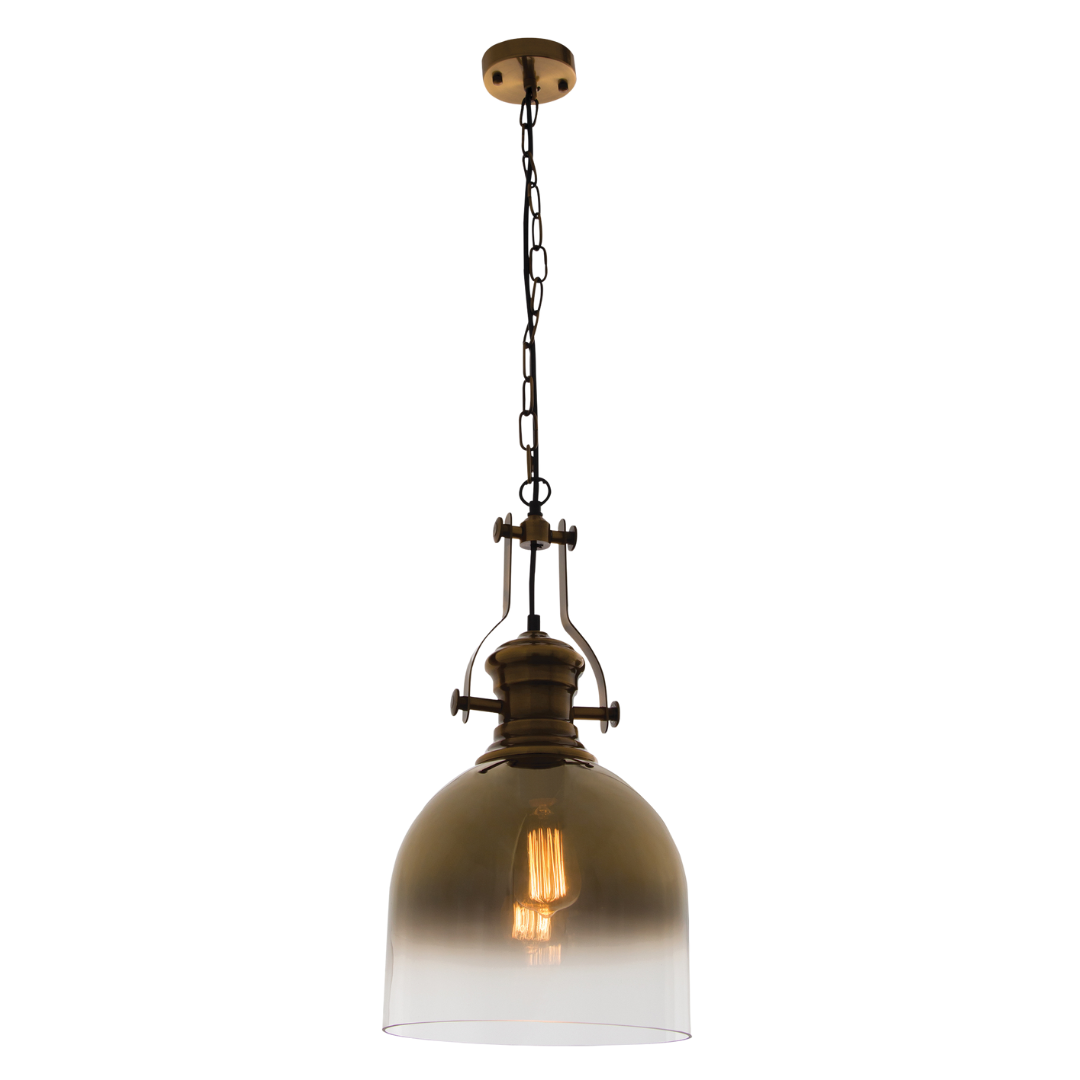 Satin Brass Pendant with Gold Glass PEN763