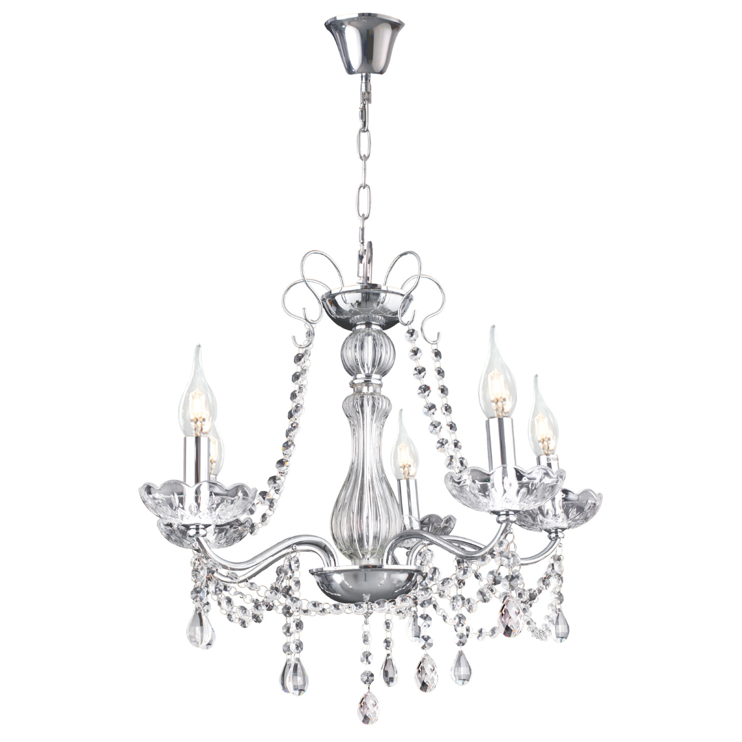 Crystal Luster 5-Light Polished Chrome Chandelier