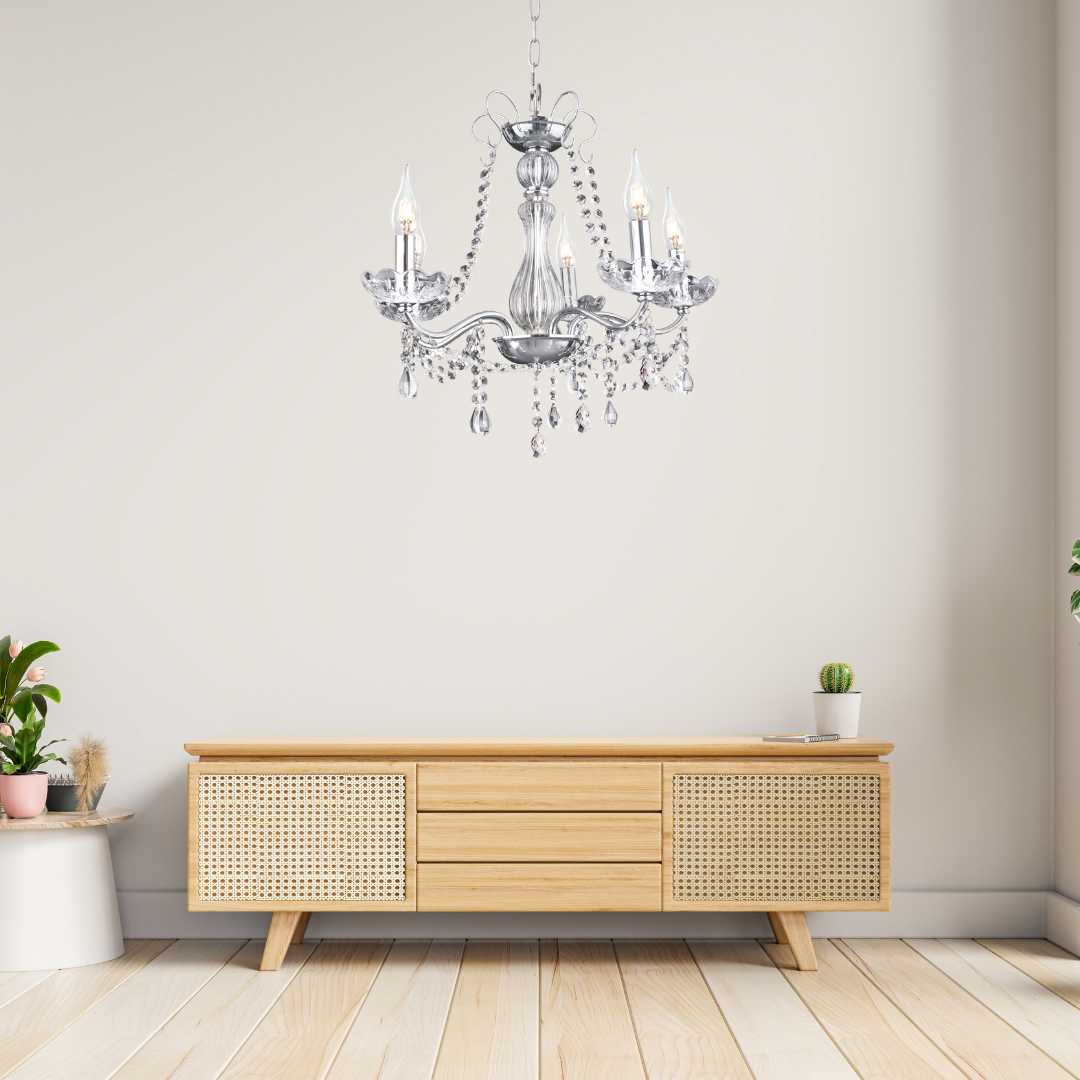 Crystal Luster 5-Light Polished Chrome Chandelier