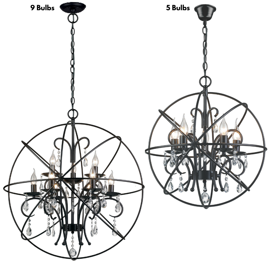 Crystal Pendant Light - Black