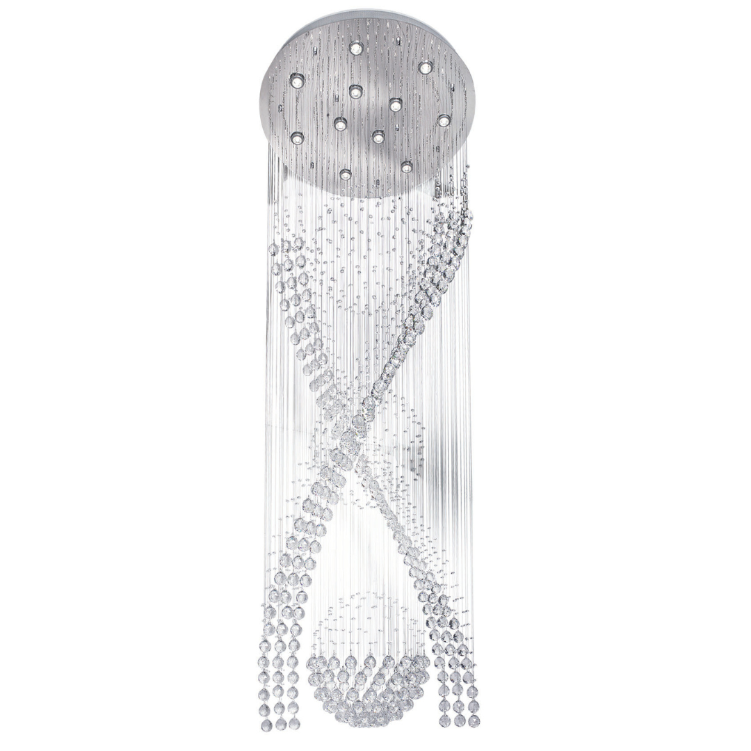 CHANDELIER STAINLESS STEEL+ CRYSTALS