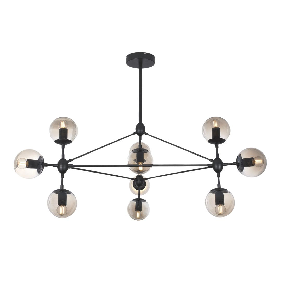 Matt Black Metal with Champagne Colour Glass