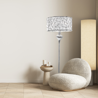 Thumbnail for Polished Chrome Standing Lamp with Silver Patterned Shade