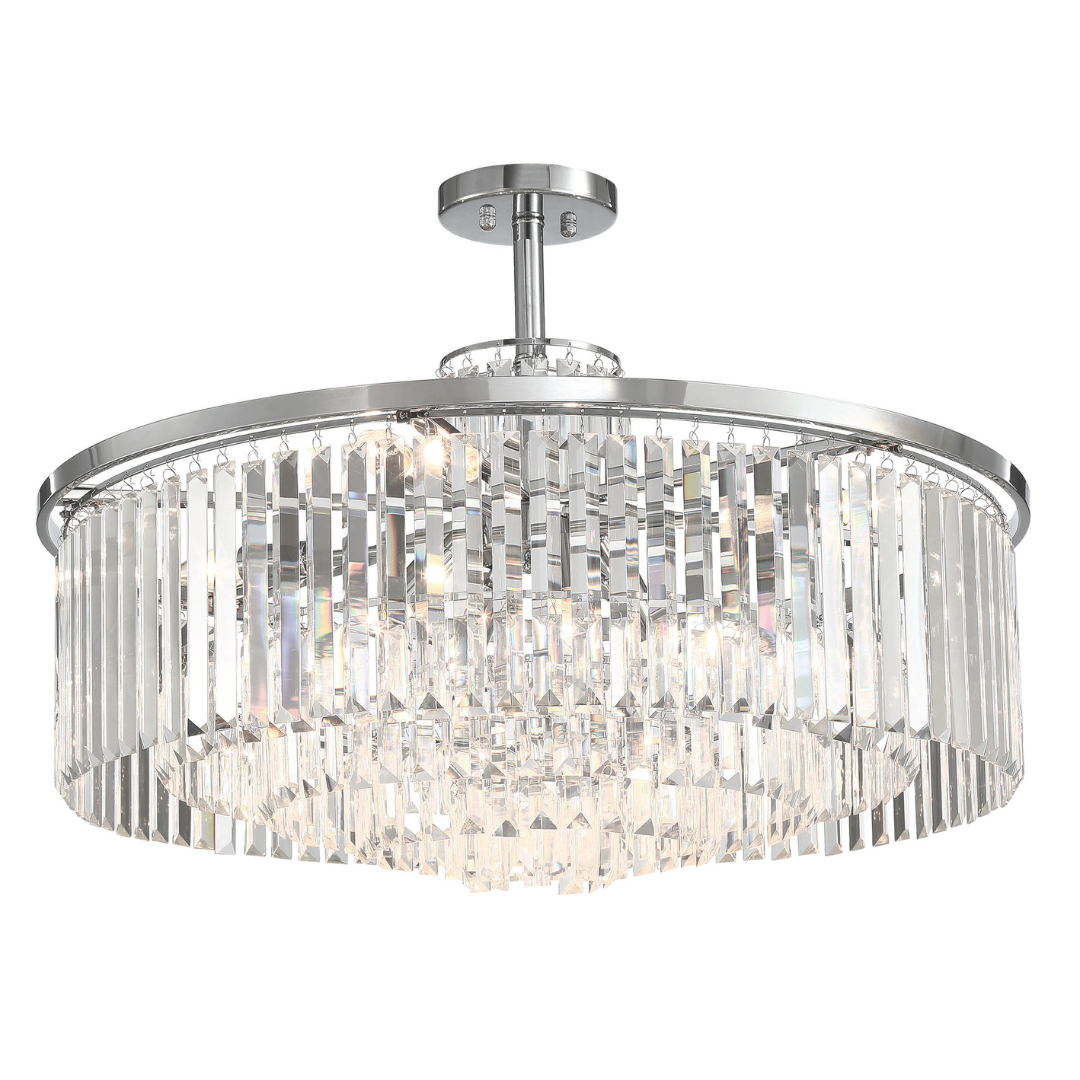 Polished Chrome and Crystal Pendant For Both Surface Mounting and Suspension