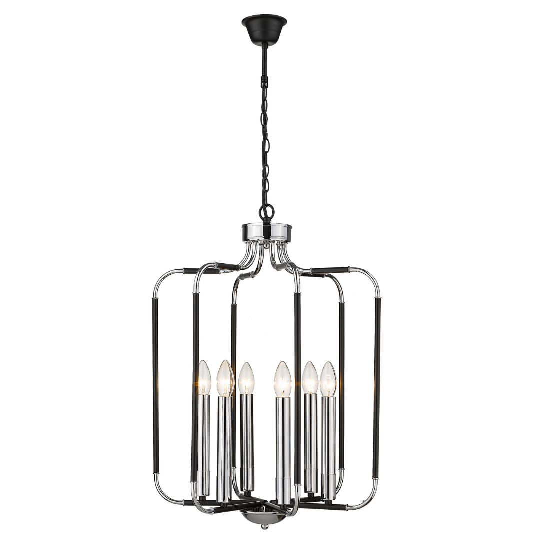 Chrome And Black Chandelier Ch515/6