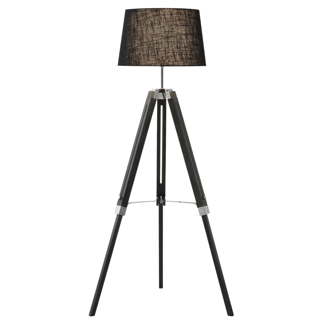 Bright Star Wood And Black Shade Table Lamp