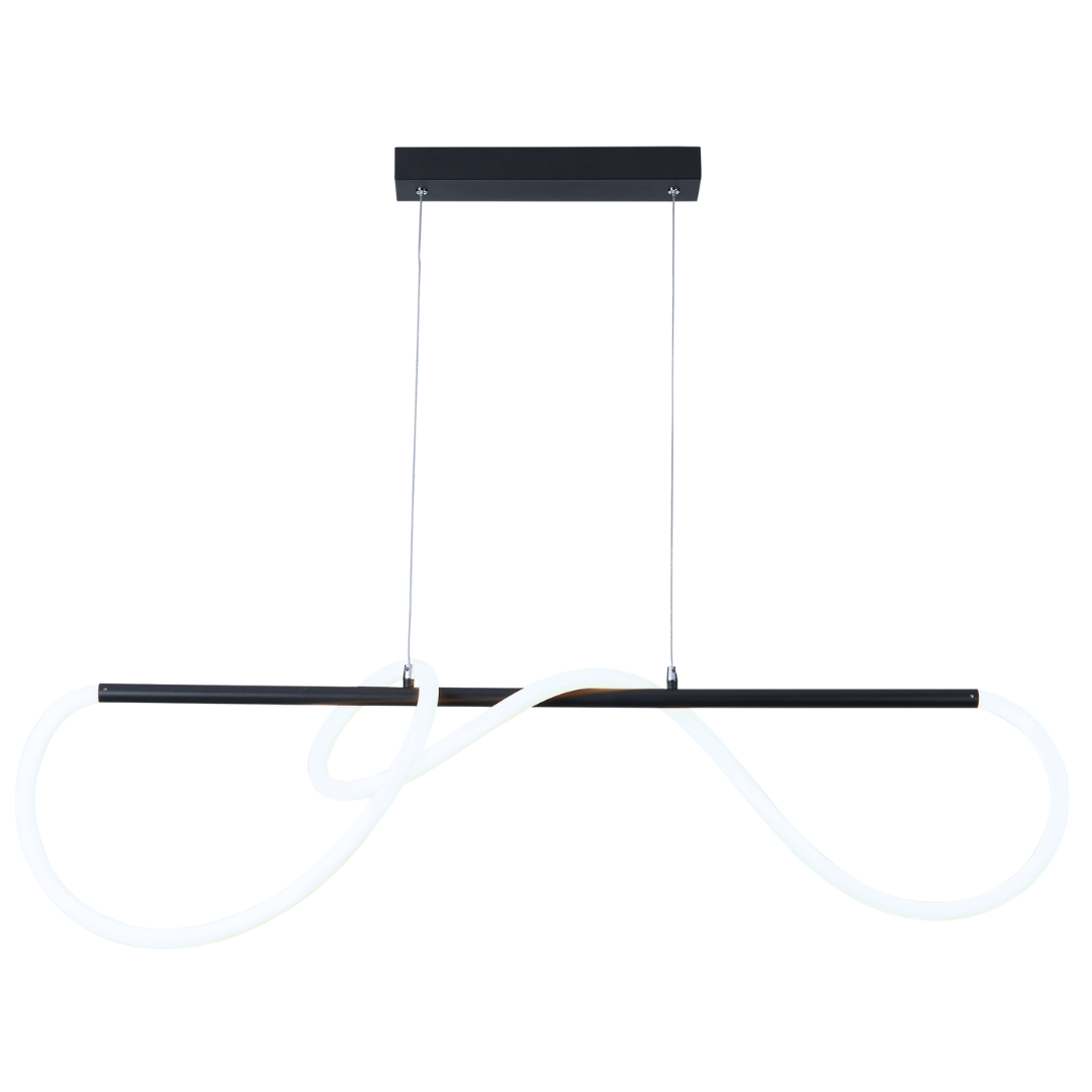 Matt Black Metal and Flexible LED Silicone Tubing Pendant with Remote Control