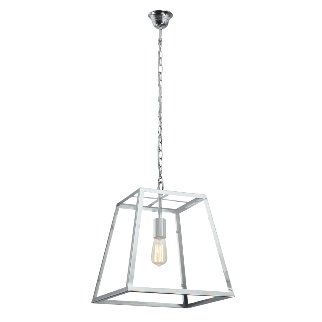 Polished Chrome and Clear Glass Pendant