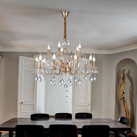 Thumbnail for Iron, Clear Glass and Crystal Chandelier