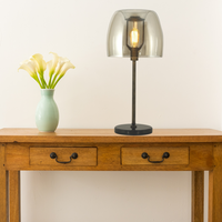Thumbnail for Metal Table Lamp with Cognac Colour Glass