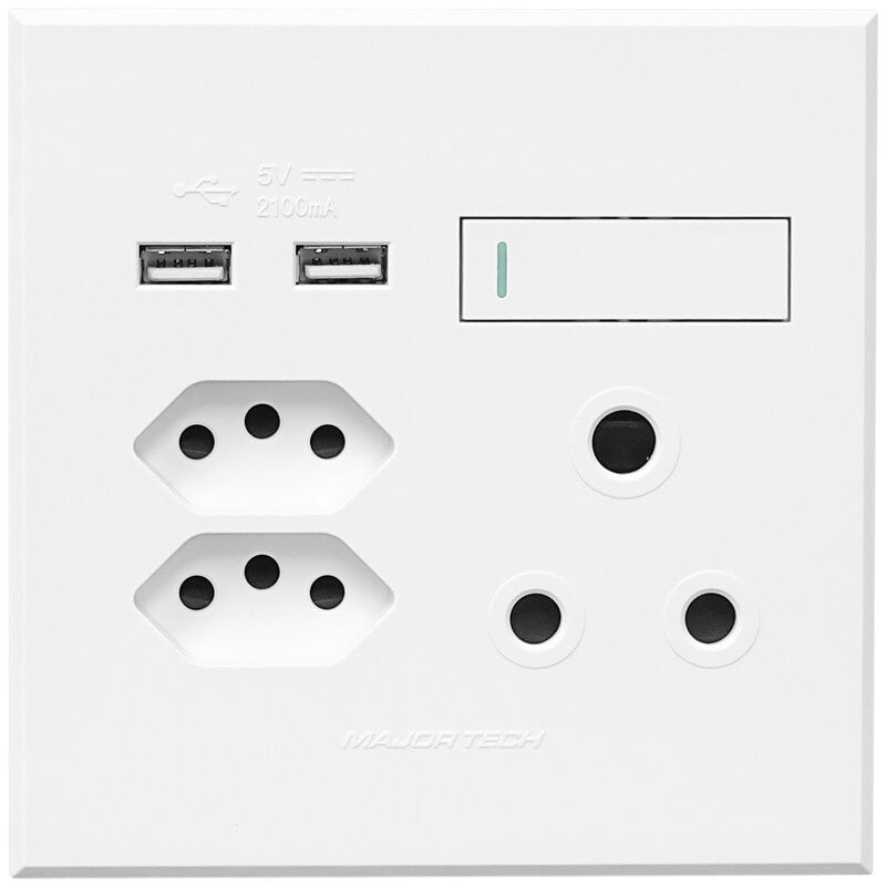 Veti Single RSA, Double V-Slim, Double USB Socket No Cover (100mmx100mm)