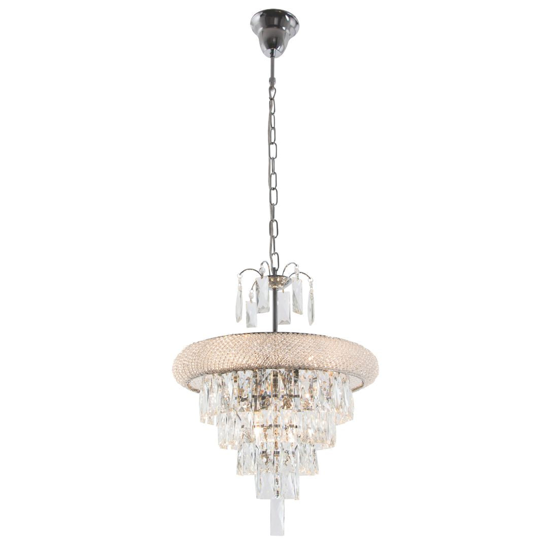 Polished Chrome Chandelier with Crystals