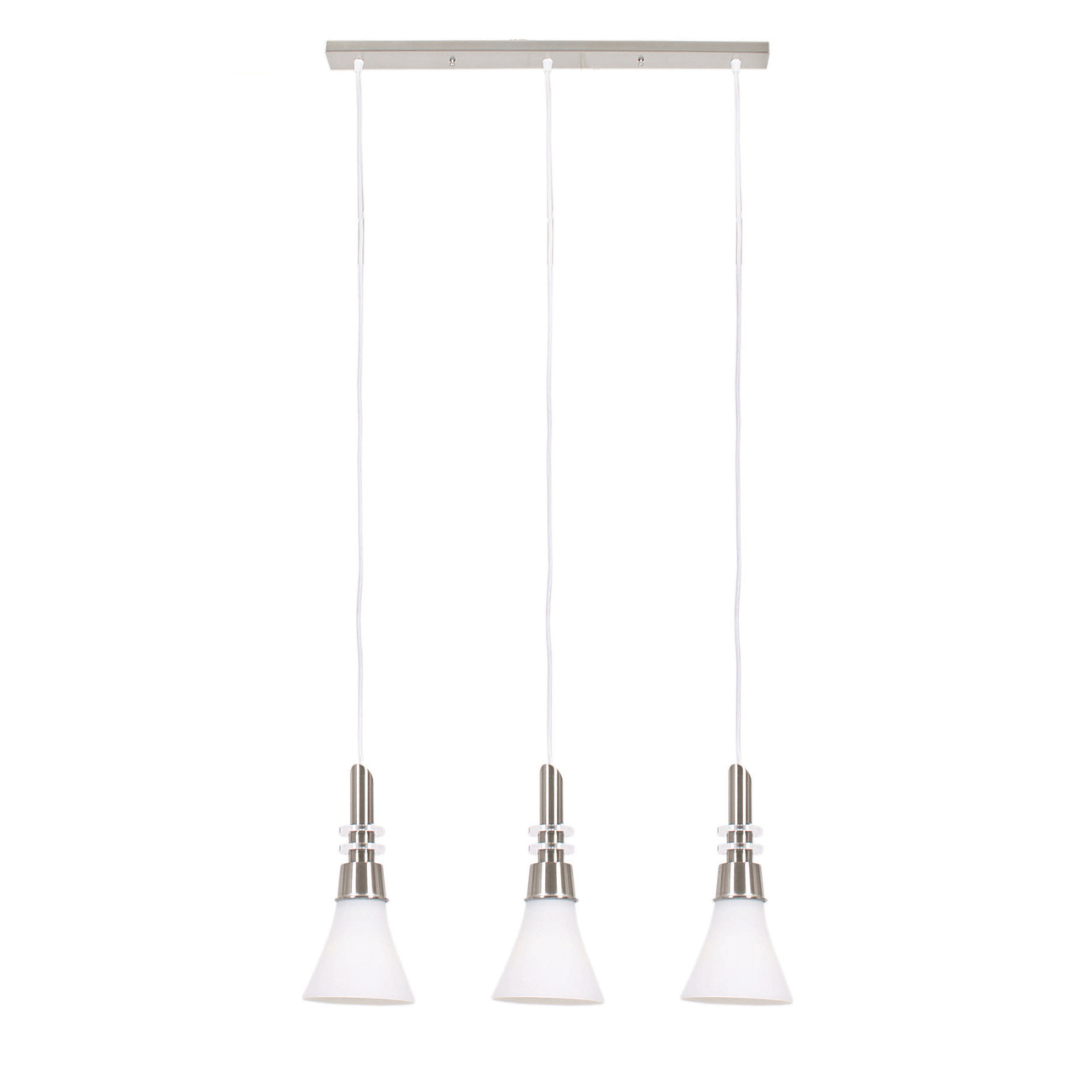 Satin Chrome Pendants with White Glass