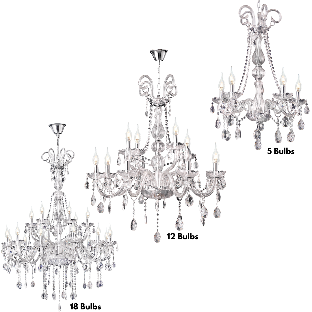 Polished Chrome Chandelier with Crystals