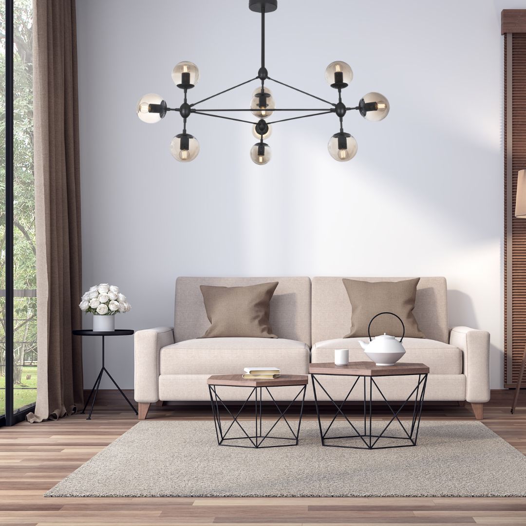 Matt Black Metal with Champagne Colour Glass