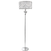 Thumbnail for Polished Chrome Standing Lamp with Silver Patterned Shade