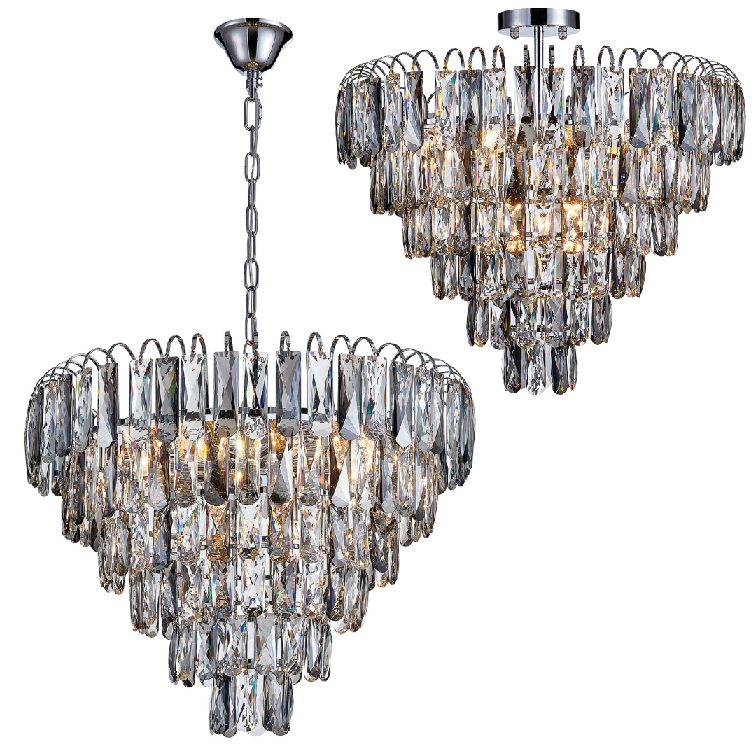 Polished Chrome and Crystal Pendant - Dual Mounting Options