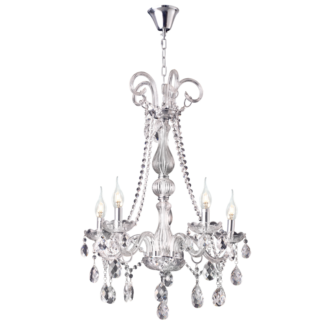 Polished Chrome Chandelier with Crystals
