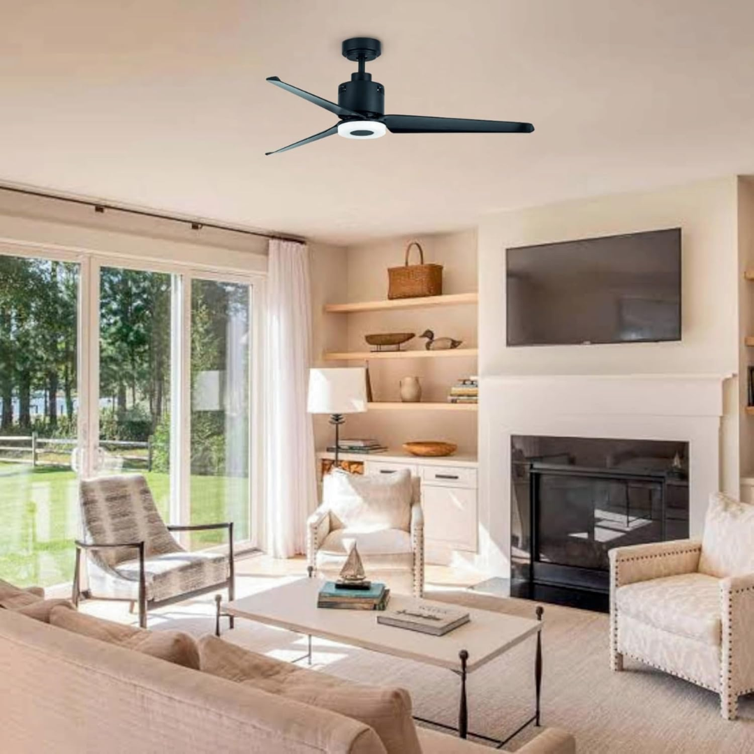 Reversible DC Ceiling Fan with Remote Control - Matte Black