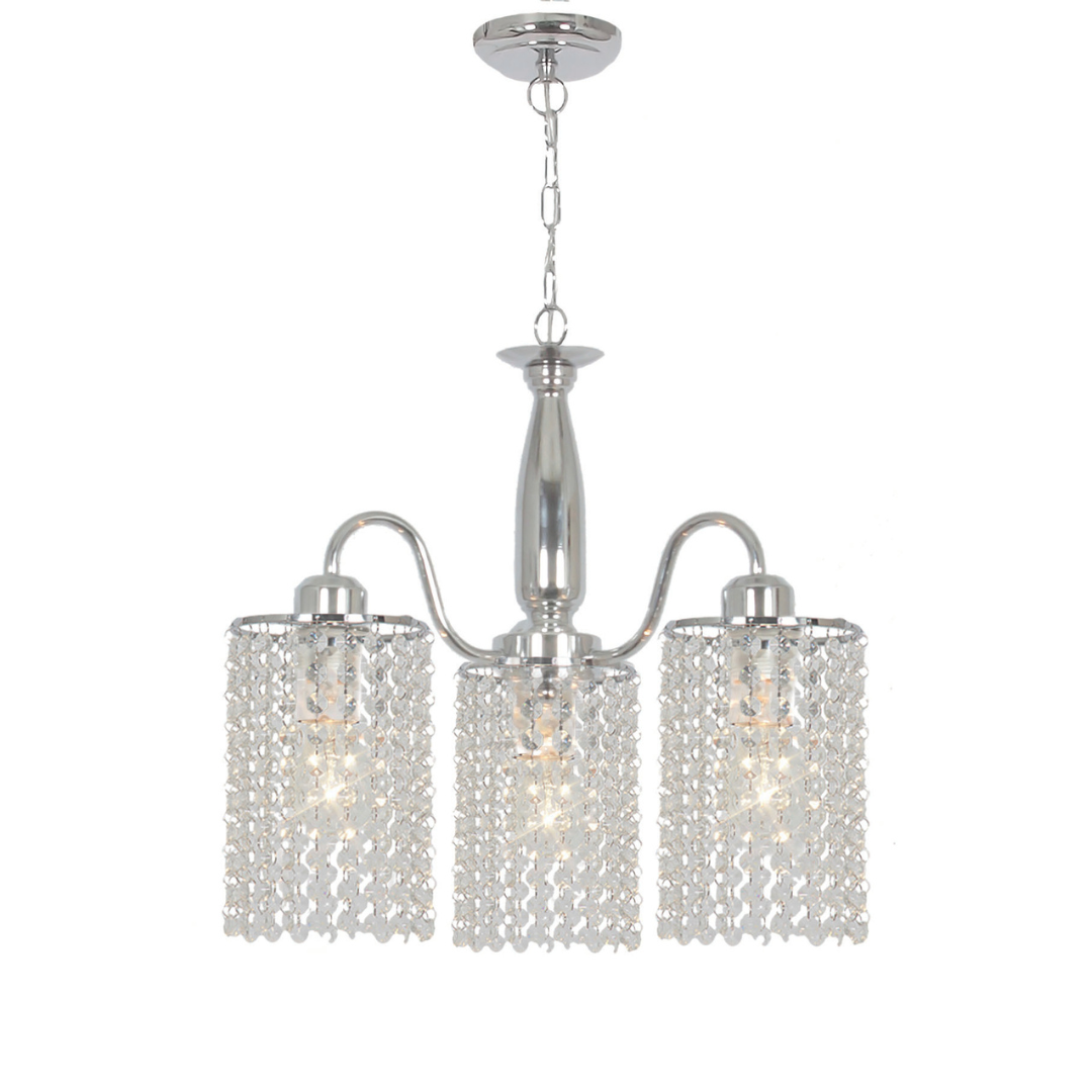Polished Chrome Chandelier with Clear Acrylic Crystals