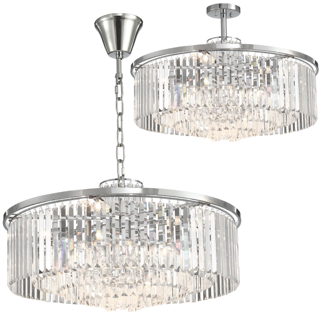 Polished Chrome and Crystal Pendant For Both Surface Mounting and Suspension
