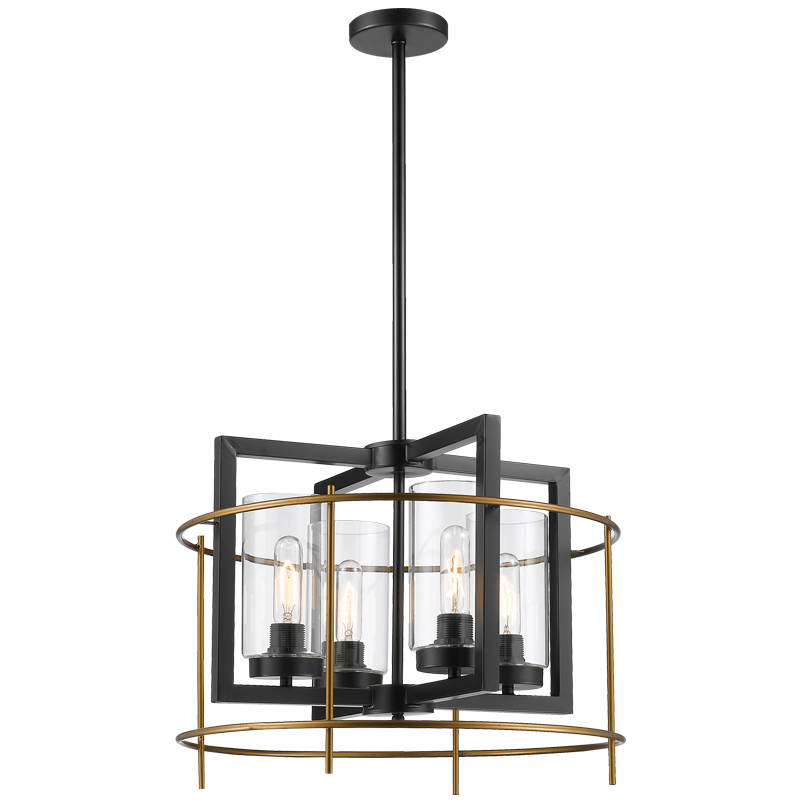 Bright Star Metal Black/Gd Chandelier Clear Glass 4X60W ES