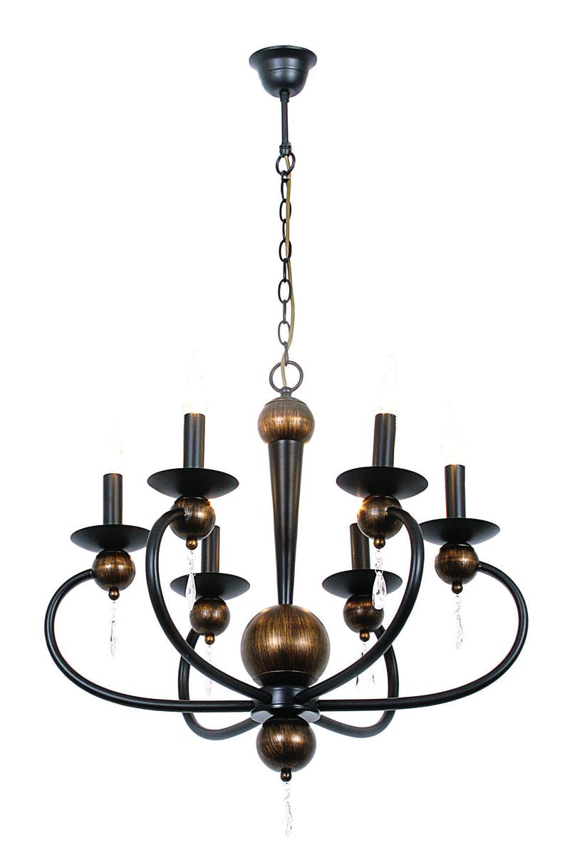 Bright Star Blk/Gd Metal Chandelier 6X60W SES