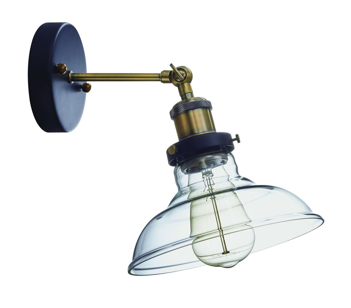 Bright Star Antique Brass Clear Glass Adjustable Arm 1X60W Es