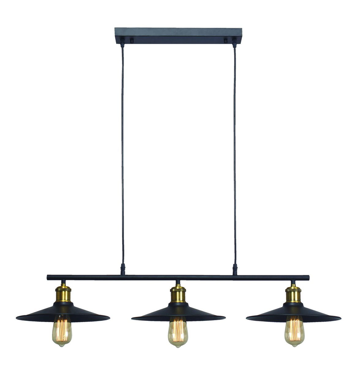 Bright Star Black Metal Down Face Chandelier 3X60W ES