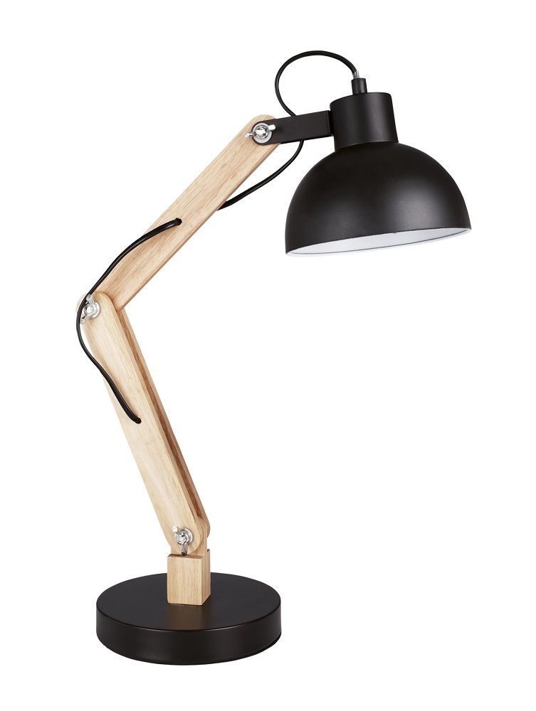 Bright Star Metal&Wood With Blk Metal Shade Adj 1X60W Es