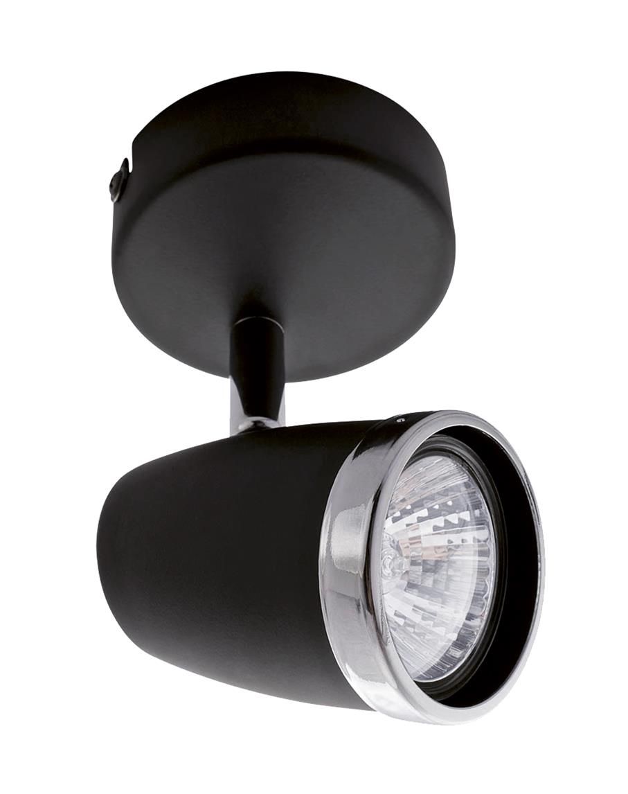 Bright Star Blk & Polish Chr Spot 1X50W GU10 Base 80Mm