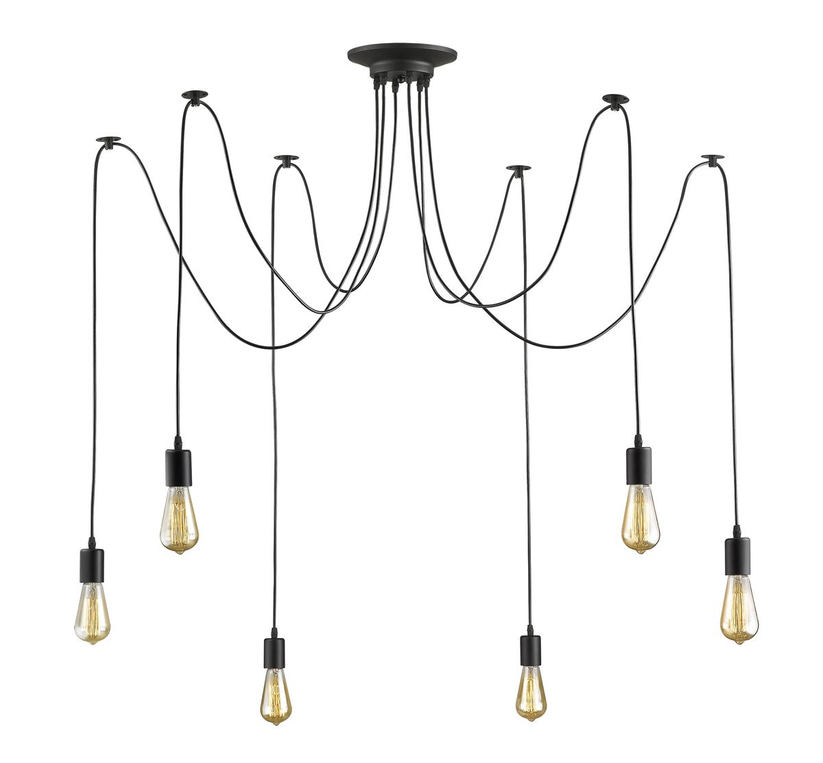 Bright Star Black Metal Cord Pendant 6X60W Es 2500Mm Cords