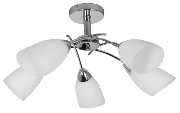 Bright Star Polished Crh Whiteite Glass 5 X 60W ES