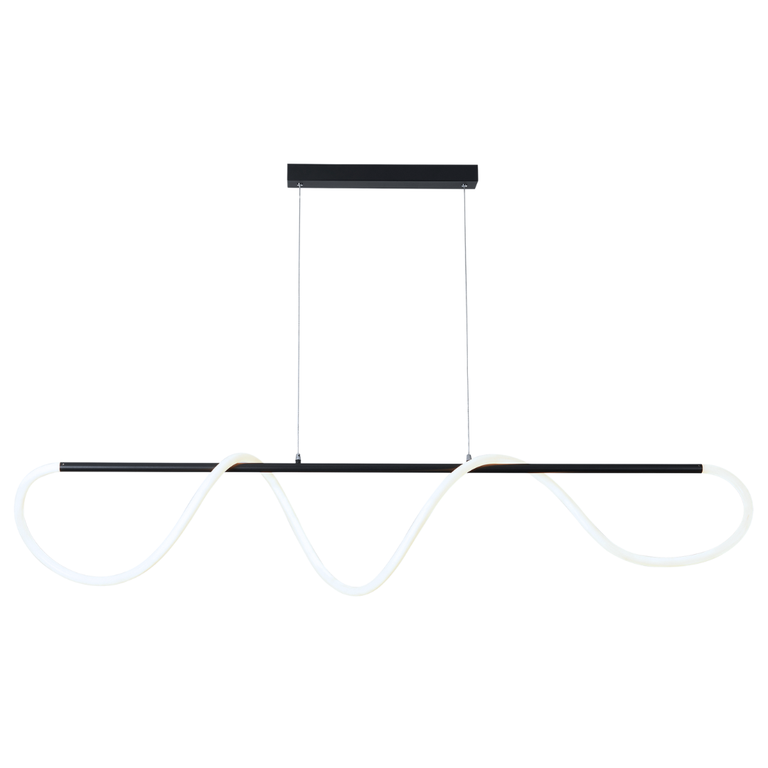 Matt Black Metal and Flexible LED Silicone Tubing Pendant with Remote Control