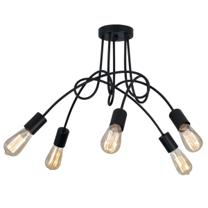 Bright Star Black Metal Ceiling Fitting 5X60W ES 600X380Mm