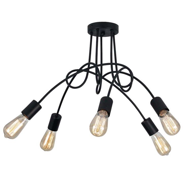 Bright Star black Metal Ceiling Fitting 5x60W ES 600x380mm from Superior Electrical