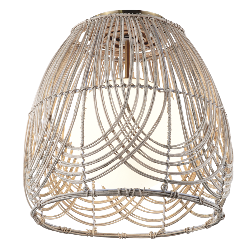 Bright Star Rattan+ Whiteiteite Inner Glass 1X40W ES 300Mm - Superior Electrical