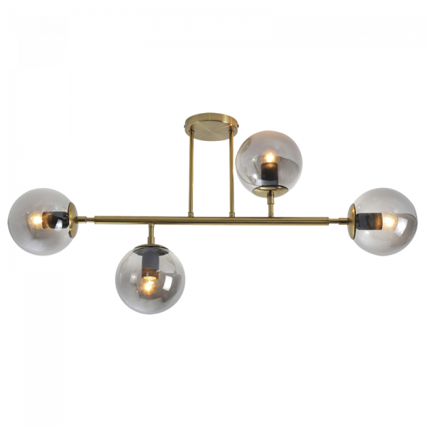 Bright Star Sat/Gold Ceiling Fitting Smoke Gls 4X40W ES - Superior Electrical