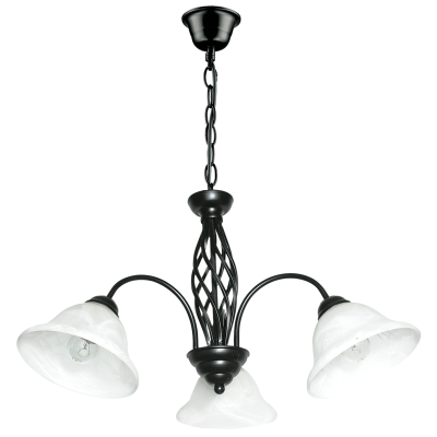 Bright Star Metal Blk Chandelier Alabaster Glass 3X60W - Superior Electrical