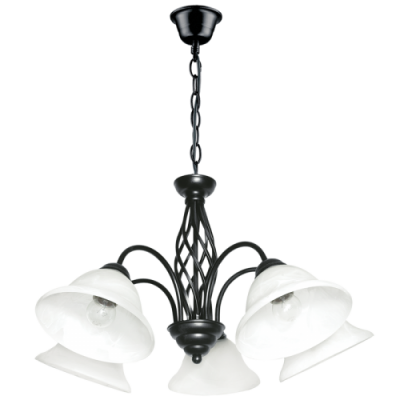 Bright Star Metal Blk Chandelier Alabaster Glass 5X60W ES - Superior Electrical